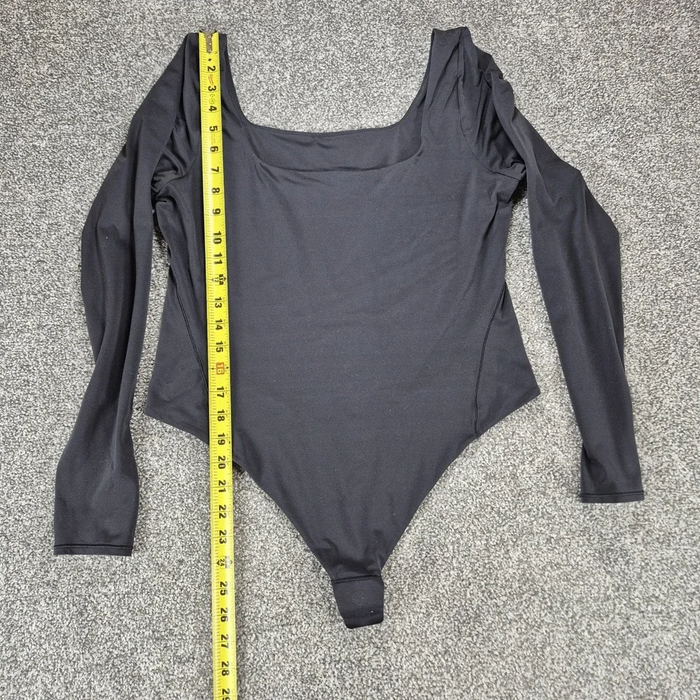 Lululemon Wundermost Ultra-Soft Nulu Square-Neck‎ Long-Sleeve Bodysuit XL Black